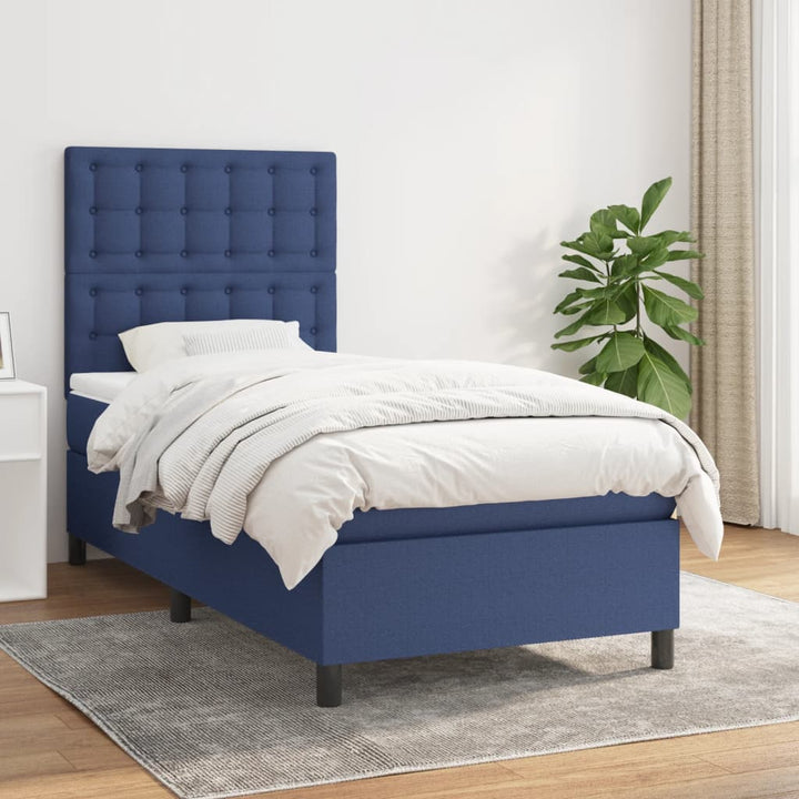 kontinentalseng med madras 80x200 cm stof blå