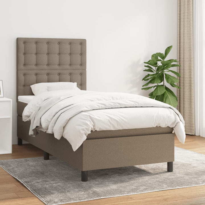 kontinentalseng med madras 90x190 cm stof gråbrun