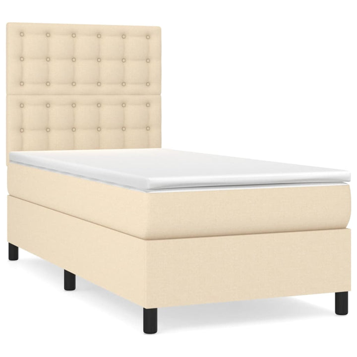 kontinentalseng med madras 90x190 cm stof cremefarvet