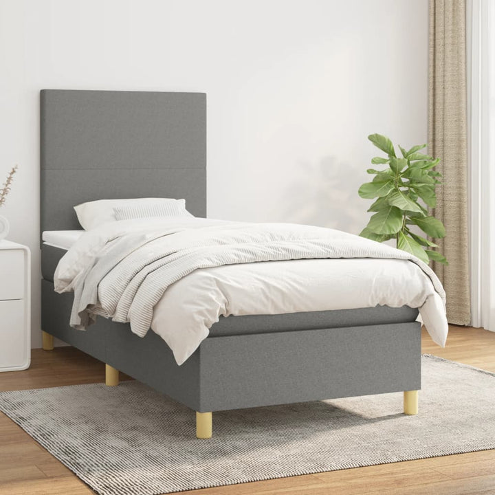kontinentalseng med madras 80x200 cm stof mørkegrå
