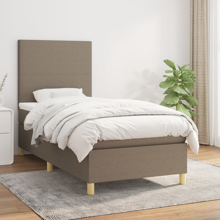 kontinentalseng med madras 90x190 cm stof gråbrun