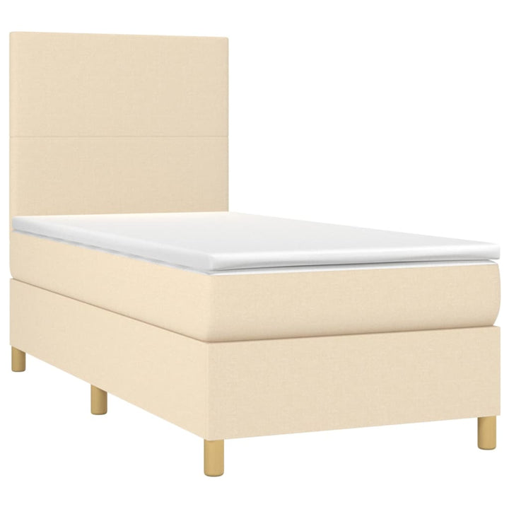 kontinentalseng med madras 90x190 cm stof cremefarvet