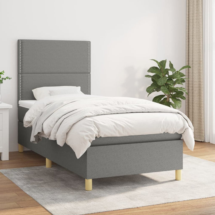 kontinentalseng med madras 80x200 cm stof mørkegrå