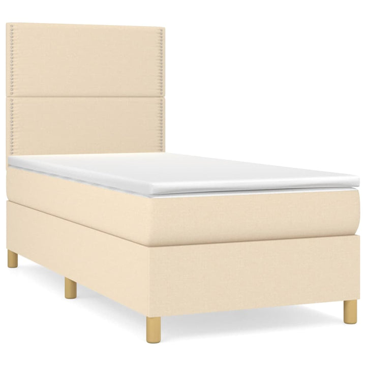 kontinentalseng med madras 90x190 cm stof cremefarvet