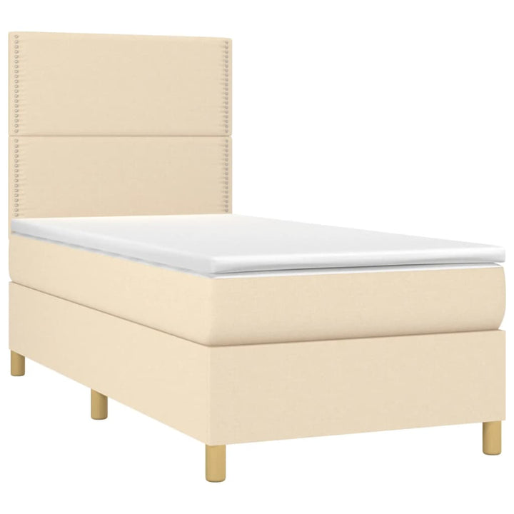 kontinentalseng med madras 90x190 cm stof cremefarvet