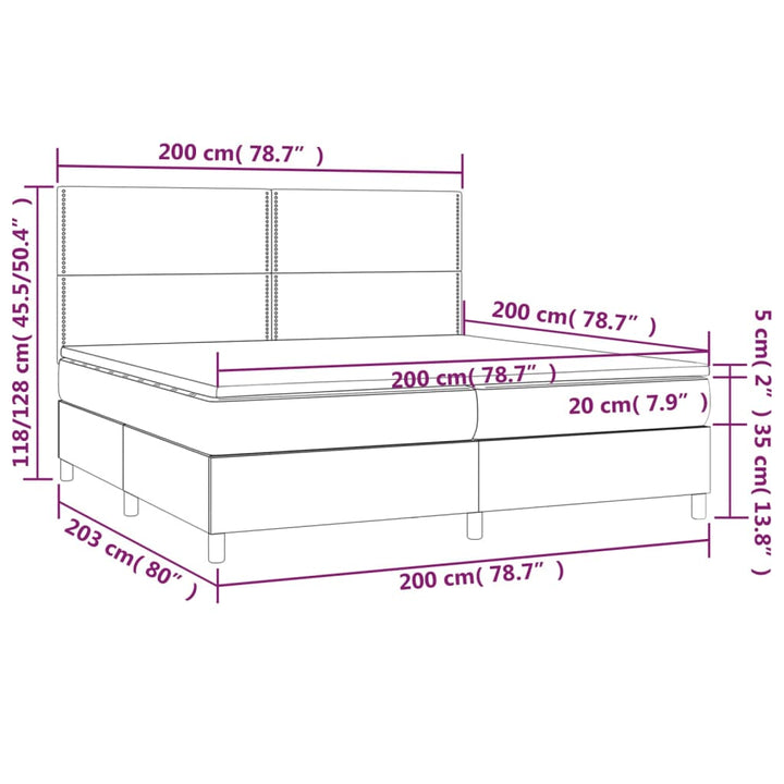 kontinentalseng med madras 200x200 cm stof sort