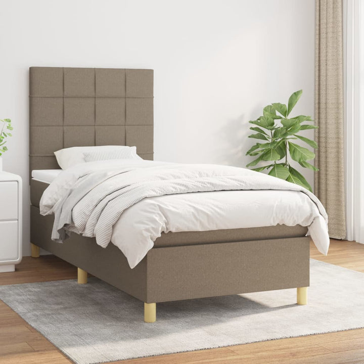 kontinentalseng med madras 90x190 cm stof gråbrun