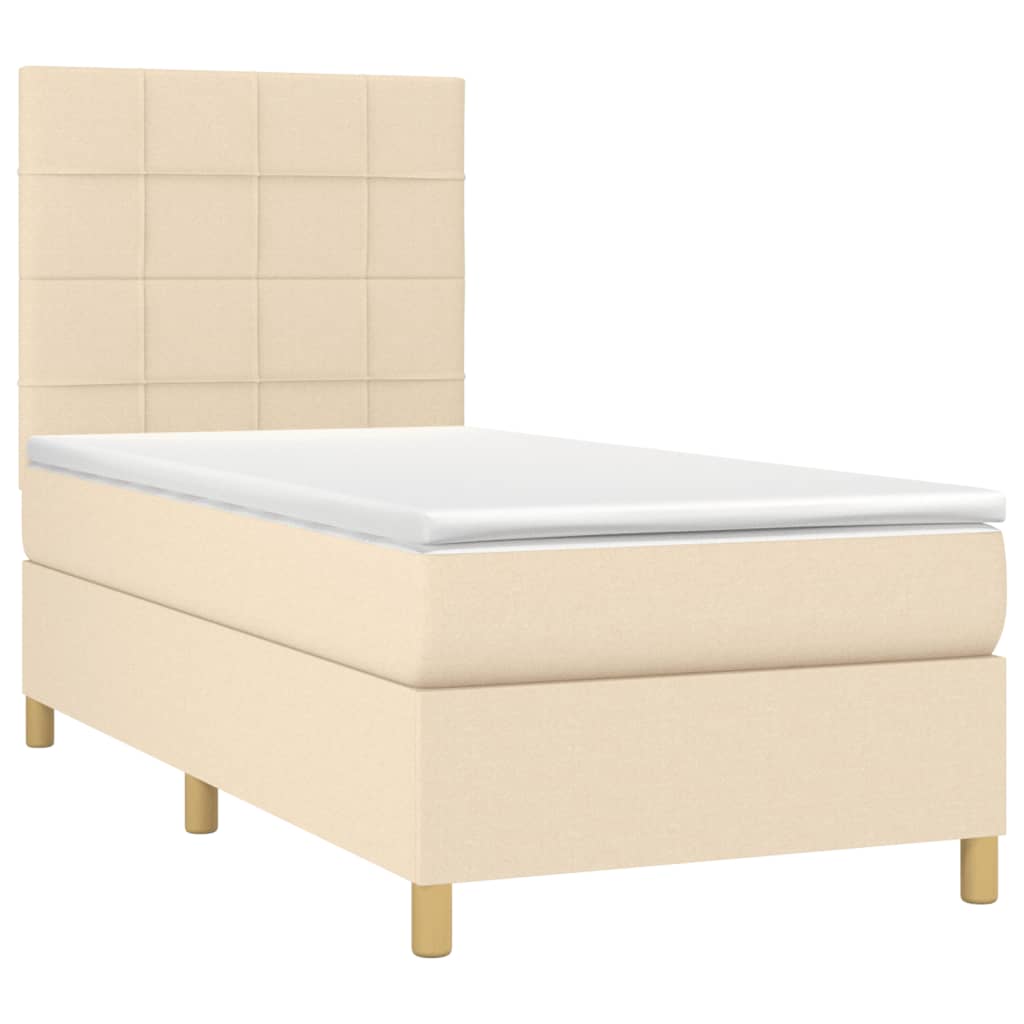 kontinentalseng med madras 90x190 cm stof cremefarvet