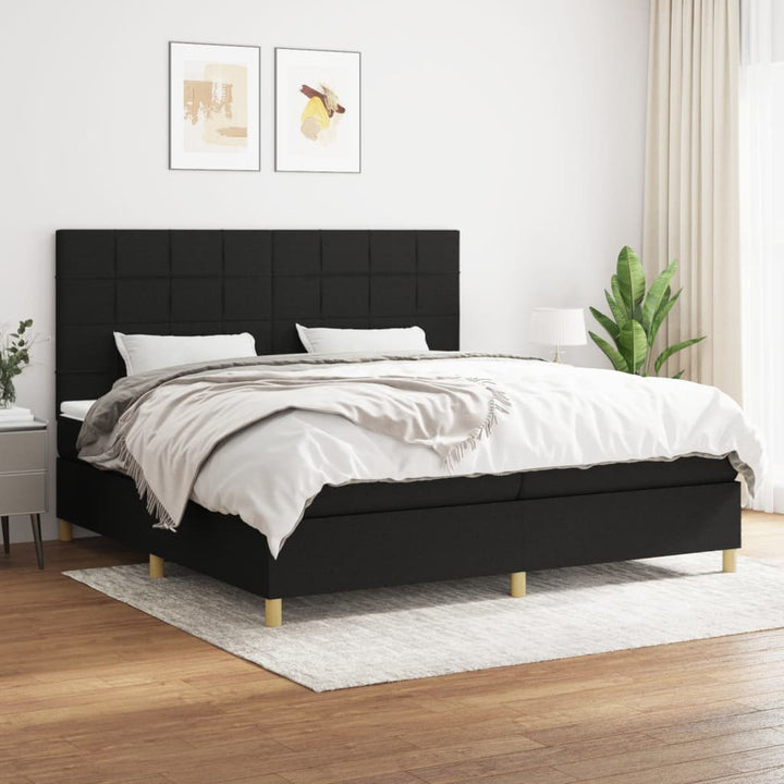 kontinentalseng med madras 200x200 cm stof sort