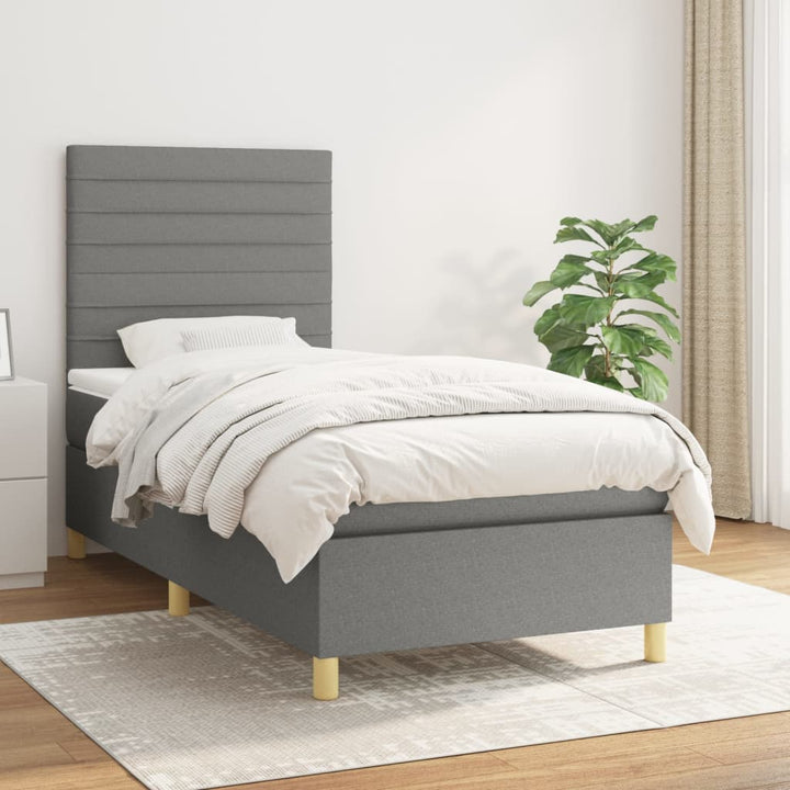 kontinentalseng med madras 80x200 cm stof mørkegrå
