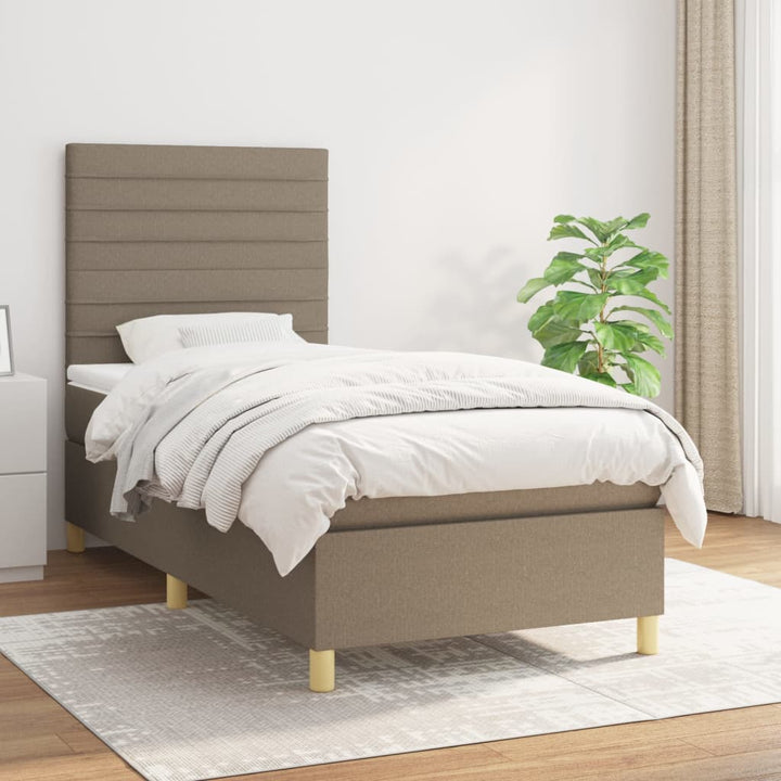 kontinentalseng med madras 80x200 cm stof gråbrun