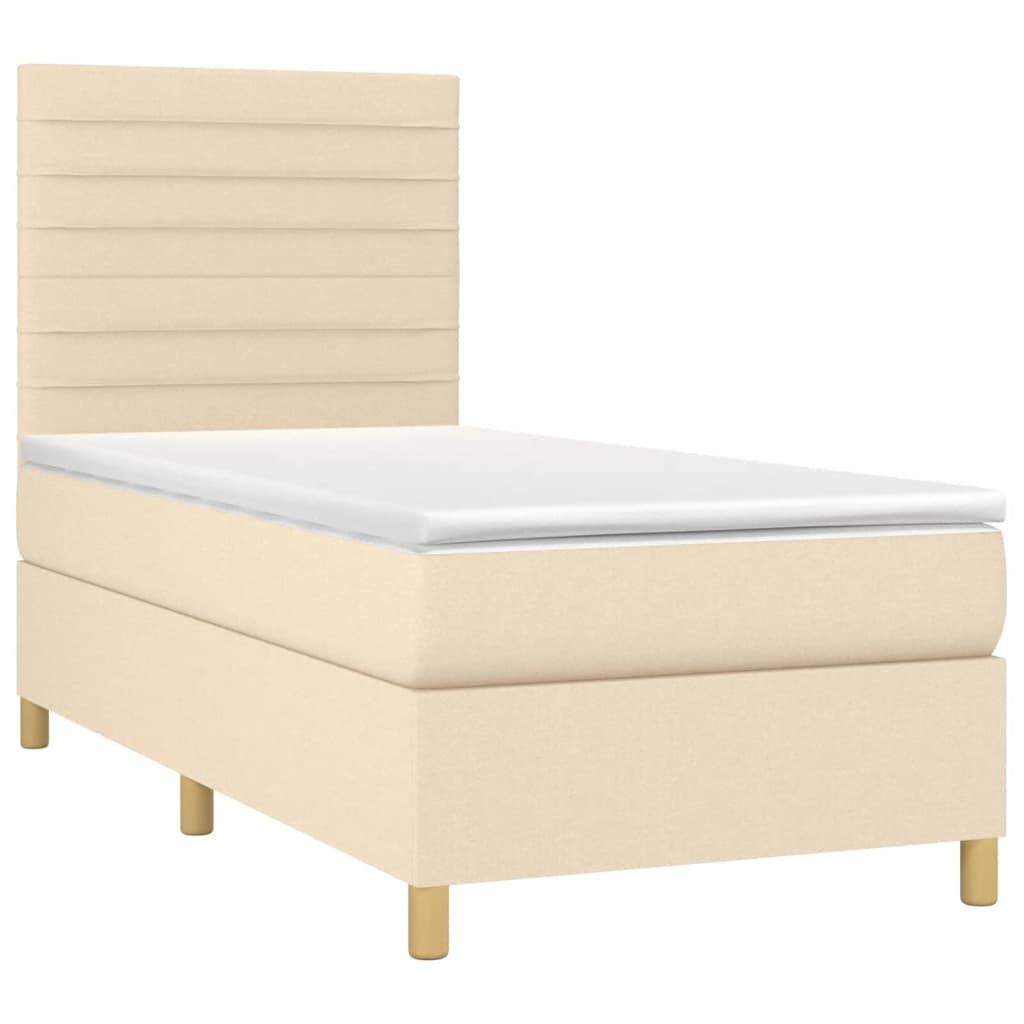 kontinentalseng med madras 90x190 cm stof cremefarvet