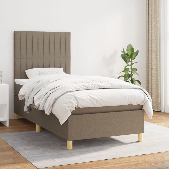 kontinentalseng med madras 90x190 cm stof gråbrun