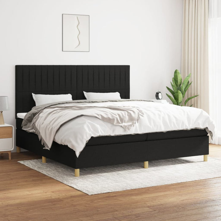 kontinentalseng med madras 200x200 cm stof sort
