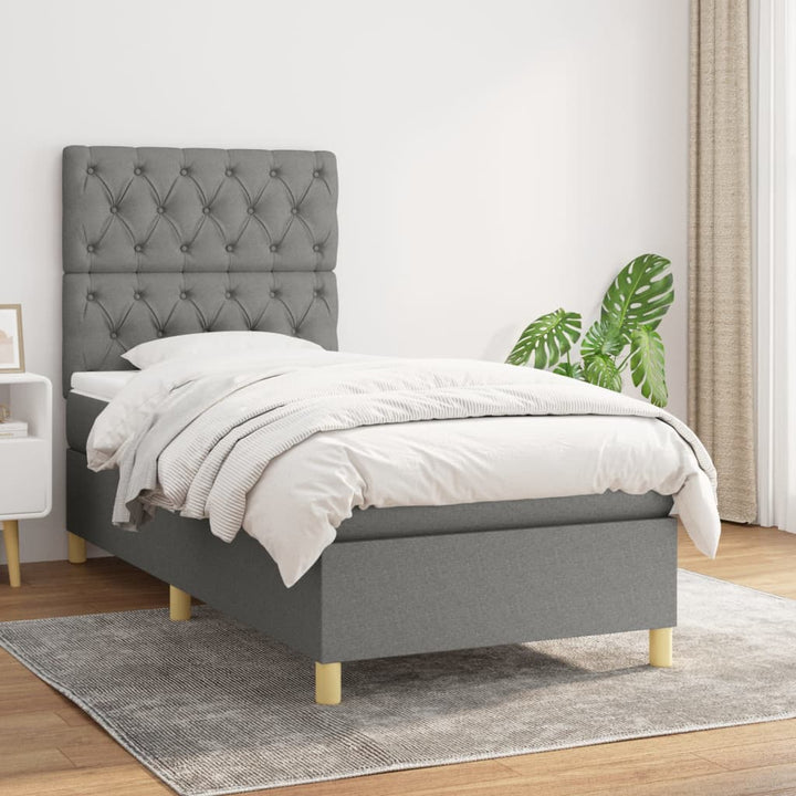 kontinentalseng med madras 80x200 cm stof mørkegrå