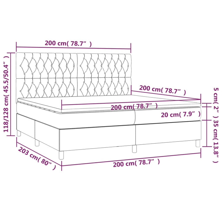 kontinentalseng med madras 200x200 cm stof sort