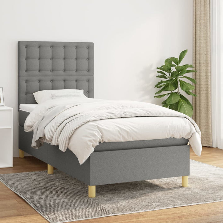 kontinentalseng med madras 80x200 cm stof mørkegrå