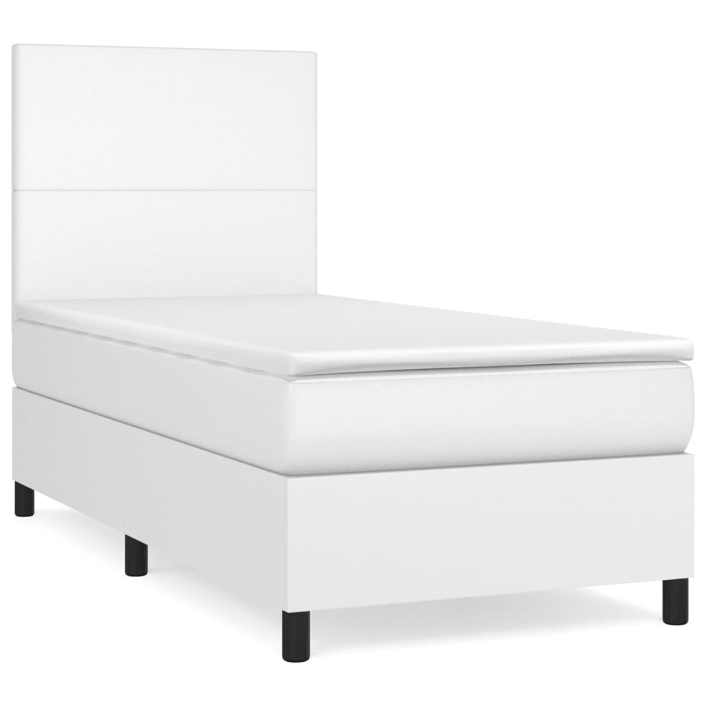 kontinentalseng med madras 90x190 cm kunstlæder hvid