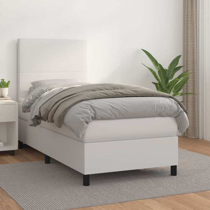 kontinentalseng med madras 90x190 cm kunstlæder hvid