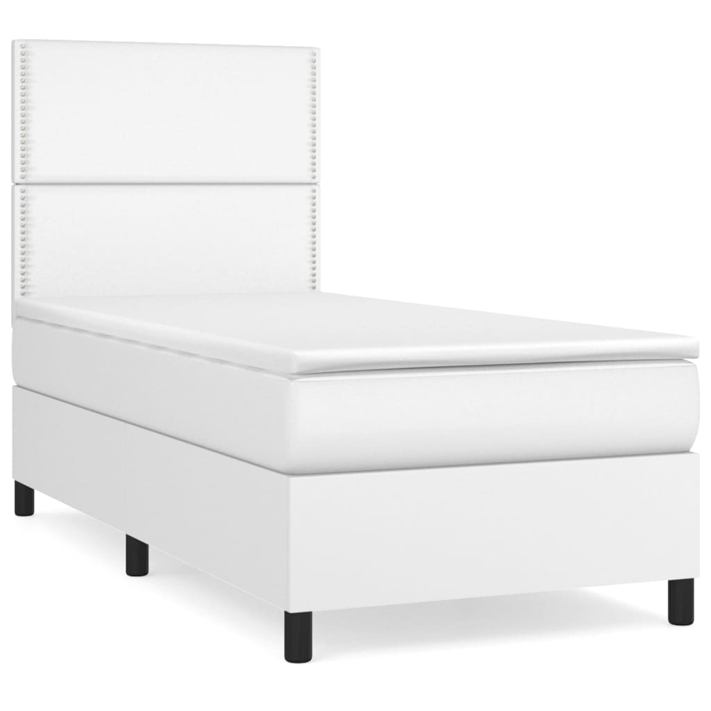 kontinentalseng med madras 90x190 cm kunstlæder hvid