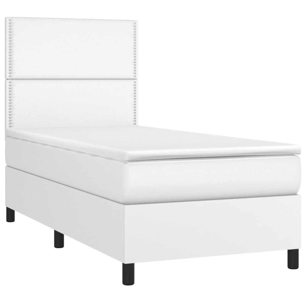 kontinentalseng med madras 90x190 cm kunstlæder hvid