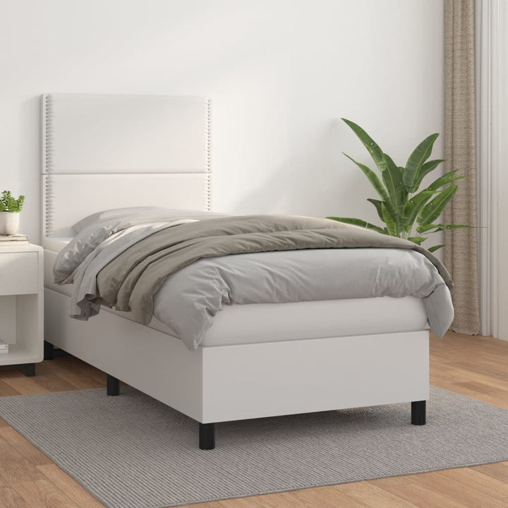 kontinentalseng med madras 90x190 cm kunstlæder hvid