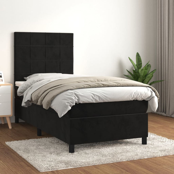 kontinentalseng med madras 90x190 cm fløjl sort