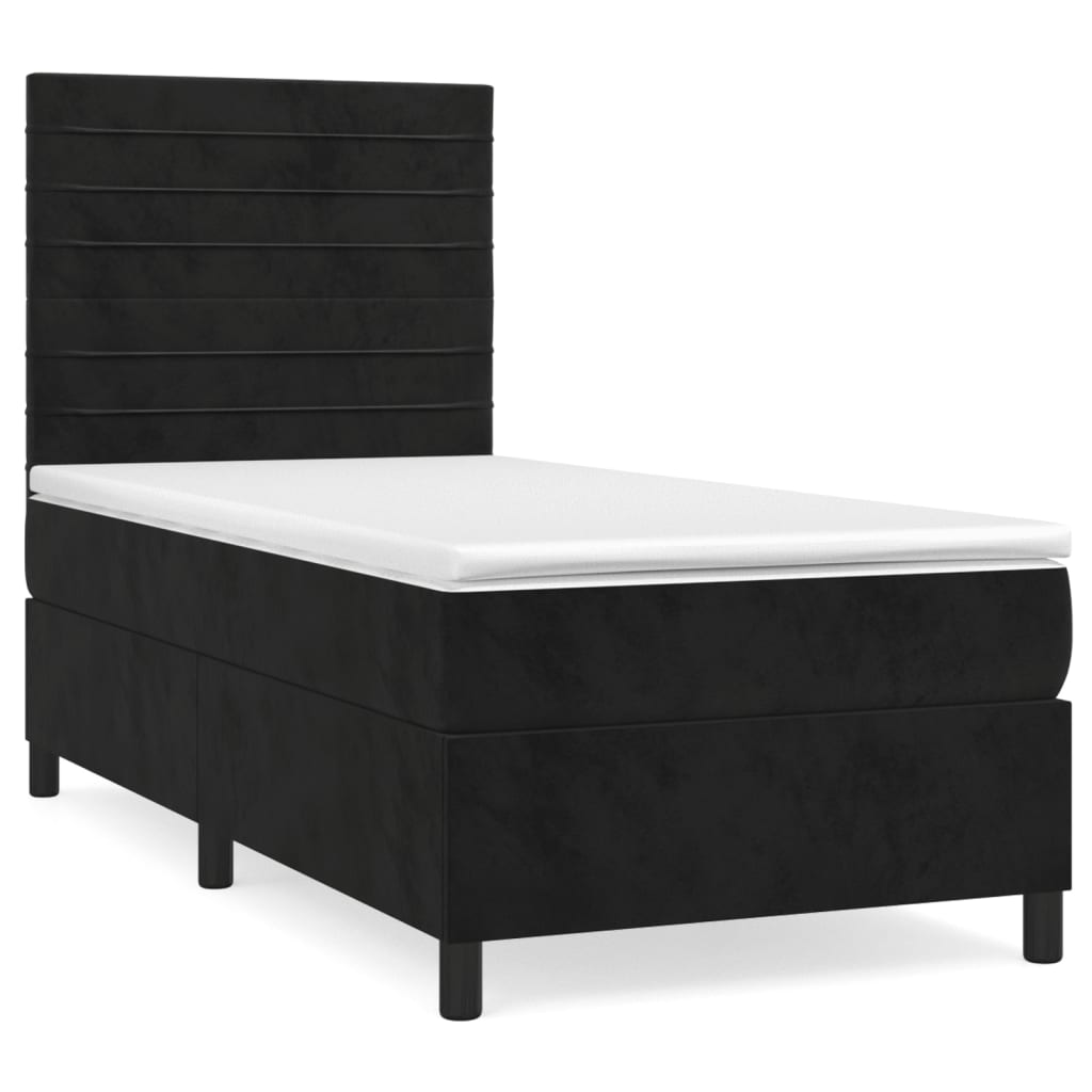 kontinentalseng med madras 90x190 cm fløjl sort