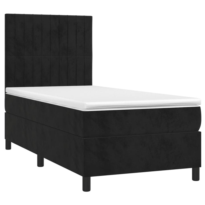kontinentalseng med madras 90x190 cm fløjl sort