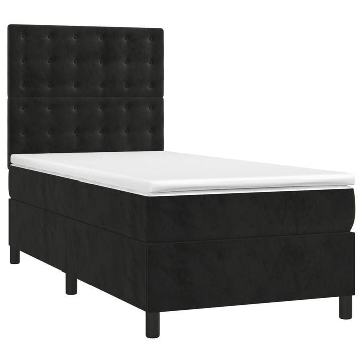 kontinentalseng med madras 90x190 cm fløjl sort