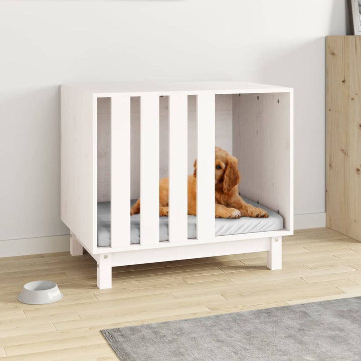 hundehus 70x50x62 cm massivt fyrretræ hvid