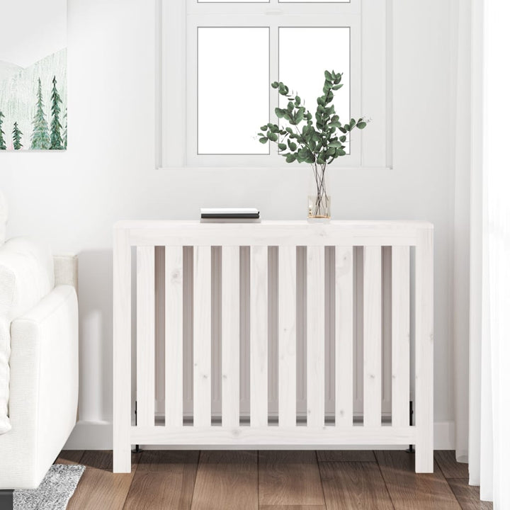radiatorskjuler 108,5x19x84 cm massivt fyrretræ hvid