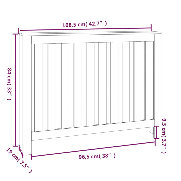 radiatorskjuler 108,5x19x84 cm massivt fyrretræ hvid