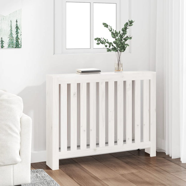 radiatorskjuler 108,5x19x84 cm massivt fyrretræ hvid