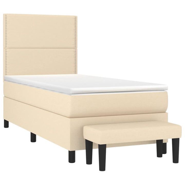 kontinentalseng med madras 90x190 cm stof cremefarvet