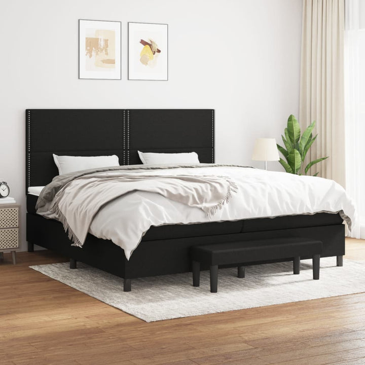 kontinentalseng med madras 200x200 cm stof sort