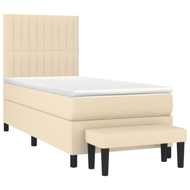 kontinentalseng med madras 90x190 cm stof cremefarvet