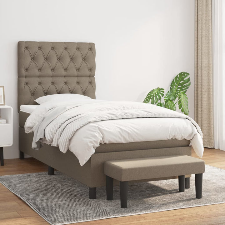 kontinentalseng med madras 80x200 cm stof gråbrun