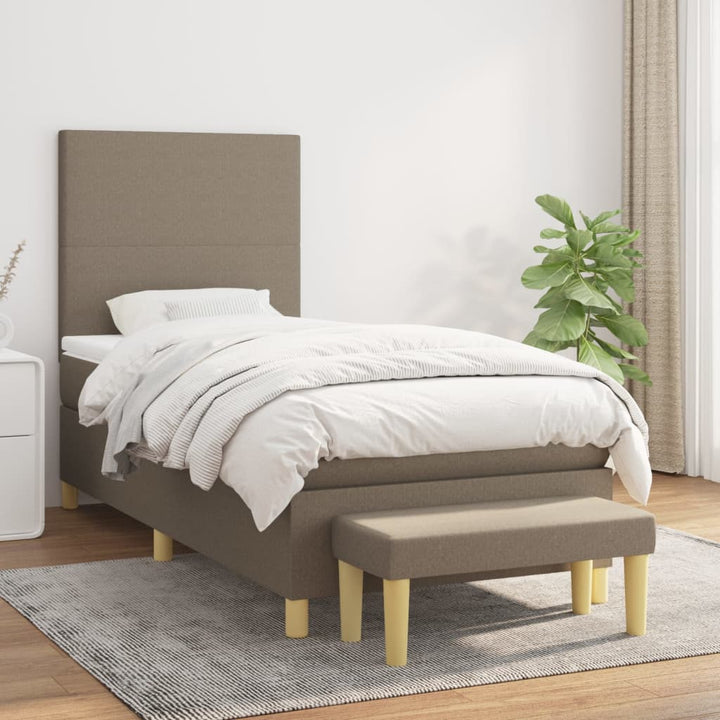 kontinentalseng med madras 80x200 cm stof gråbrun