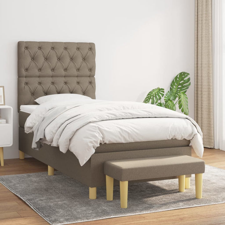 kontinentalseng med madras 80x200 cm stof gråbrun