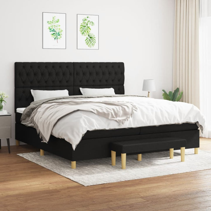 kontinentalseng med madras 200x200 cm stof sort