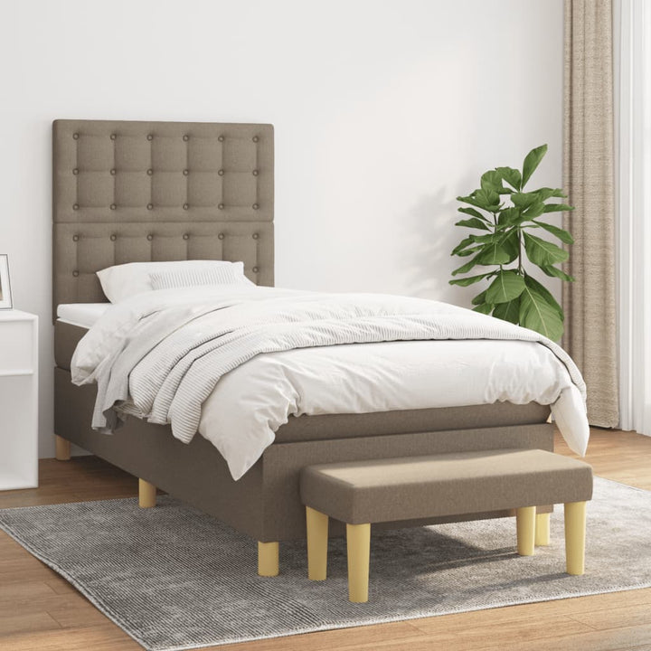 kontinentalseng med madras 80x200 cm stof gråbrun