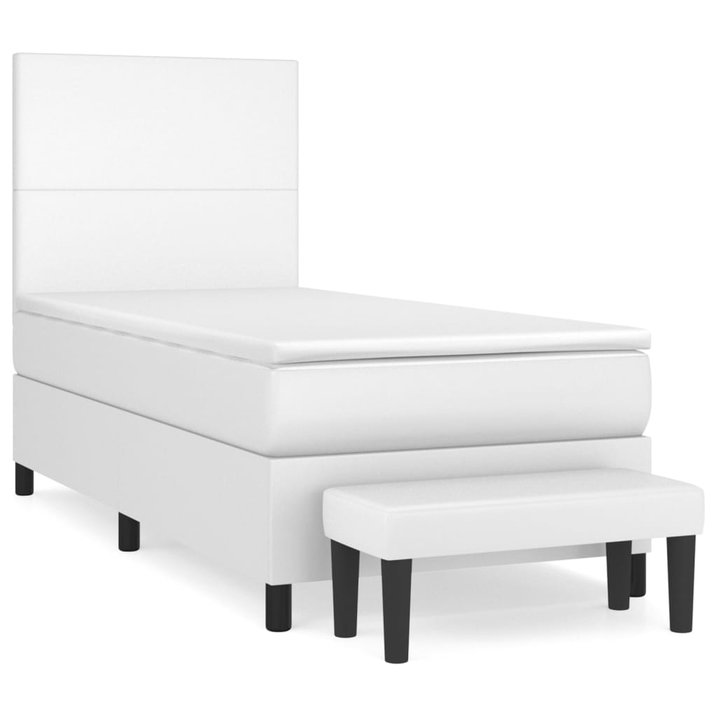 kontinentalseng med madras 90x190 cm kunstlæder hvid