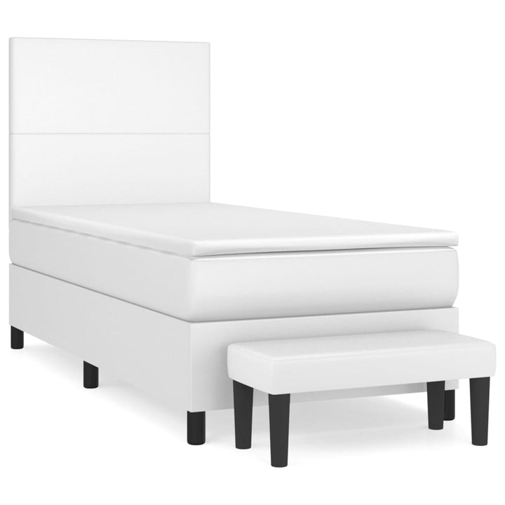 kontinentalseng med madras 90x190 cm kunstlæder hvid