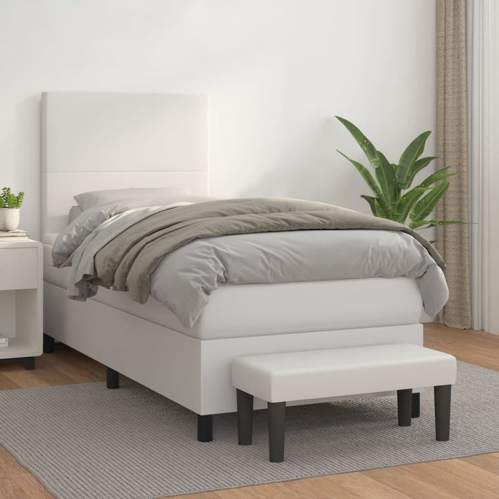 kontinentalseng med madras 90x190 cm kunstlæder hvid
