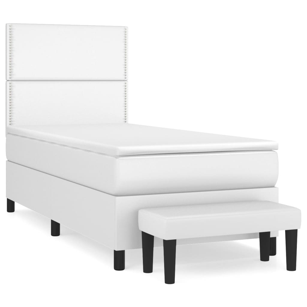 kontinentalseng med madras 90x190 cm kunstlæder hvid