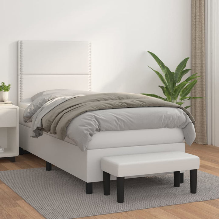 kontinentalseng med madras 90x190 cm kunstlæder hvid