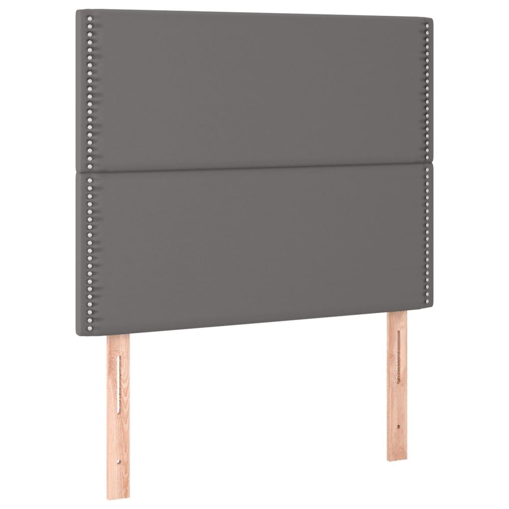 kontinentalseng med madras 90x190 cm kunstlæder grå