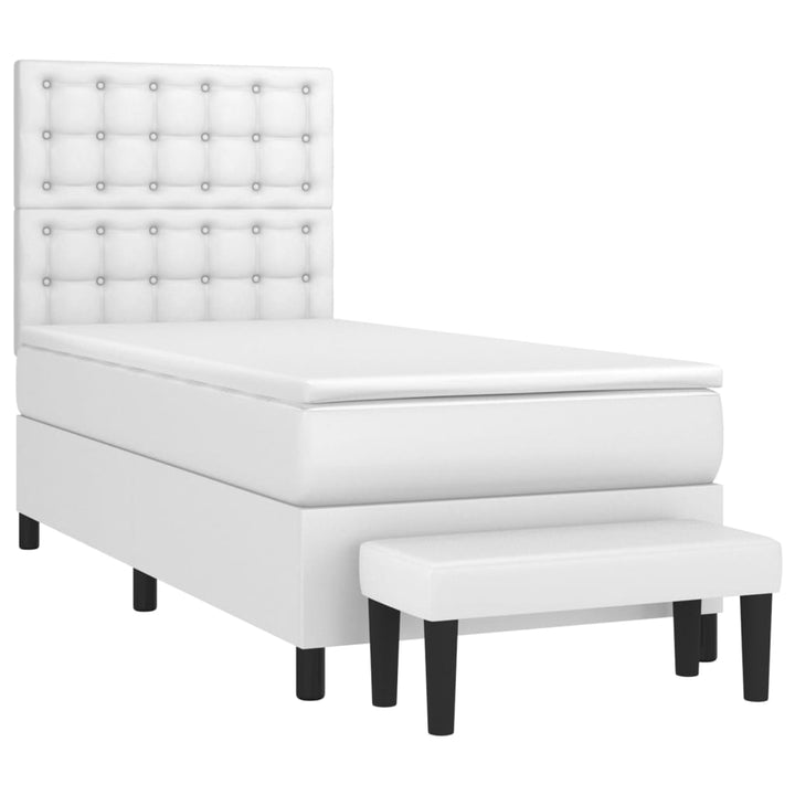 kontinentalseng med madras 90x190 cm kunstlæder hvid