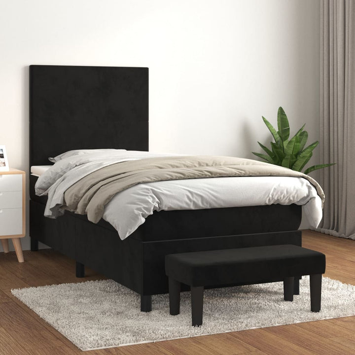 kontinentalseng med madras 90x190 cm fløjl sort